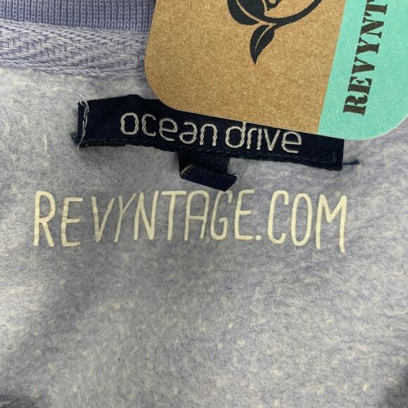 Upcycled Hand Printed Womens Small Blue Jay Bird Long Sleeve Sweatshirt - Picture 4 of 5